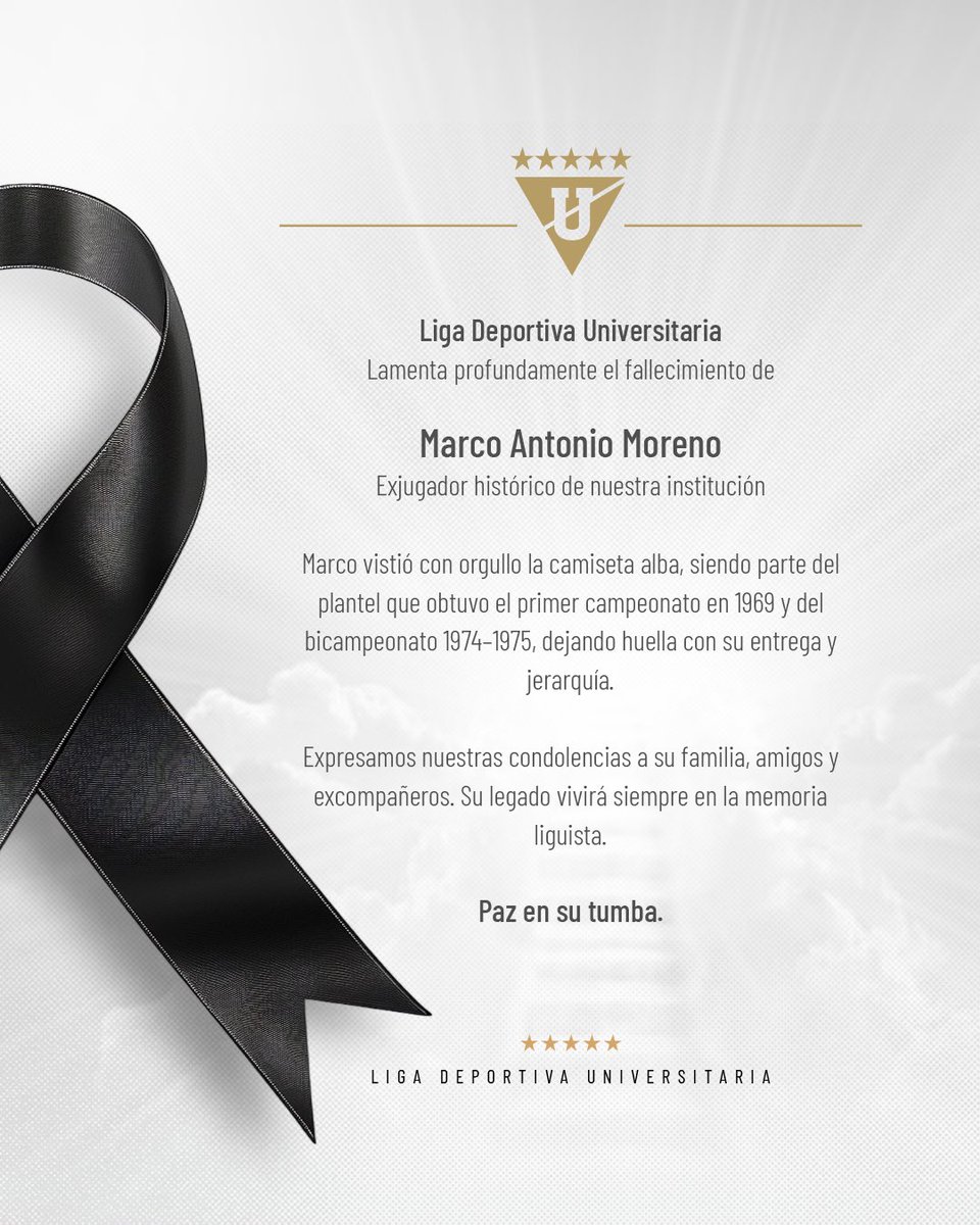 🕊️ Nota de pesar: Marco Moreno, ex jugador histórico de nuestro club