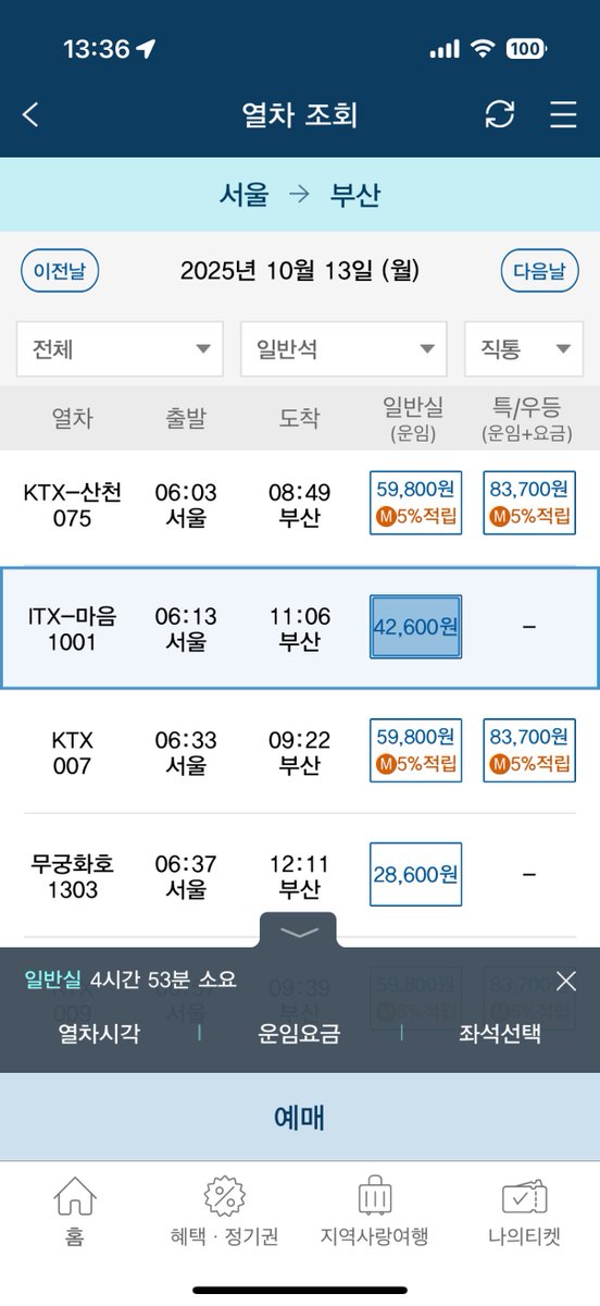 ITX-마음 6량편성이 10월 13일에 경부선에서 영업운전에 데뷔합니다. 다만 정규 투입이 아니라 기존 ITX-새마을의 정비 일정으로 인해 시한부로 투입됩니다.