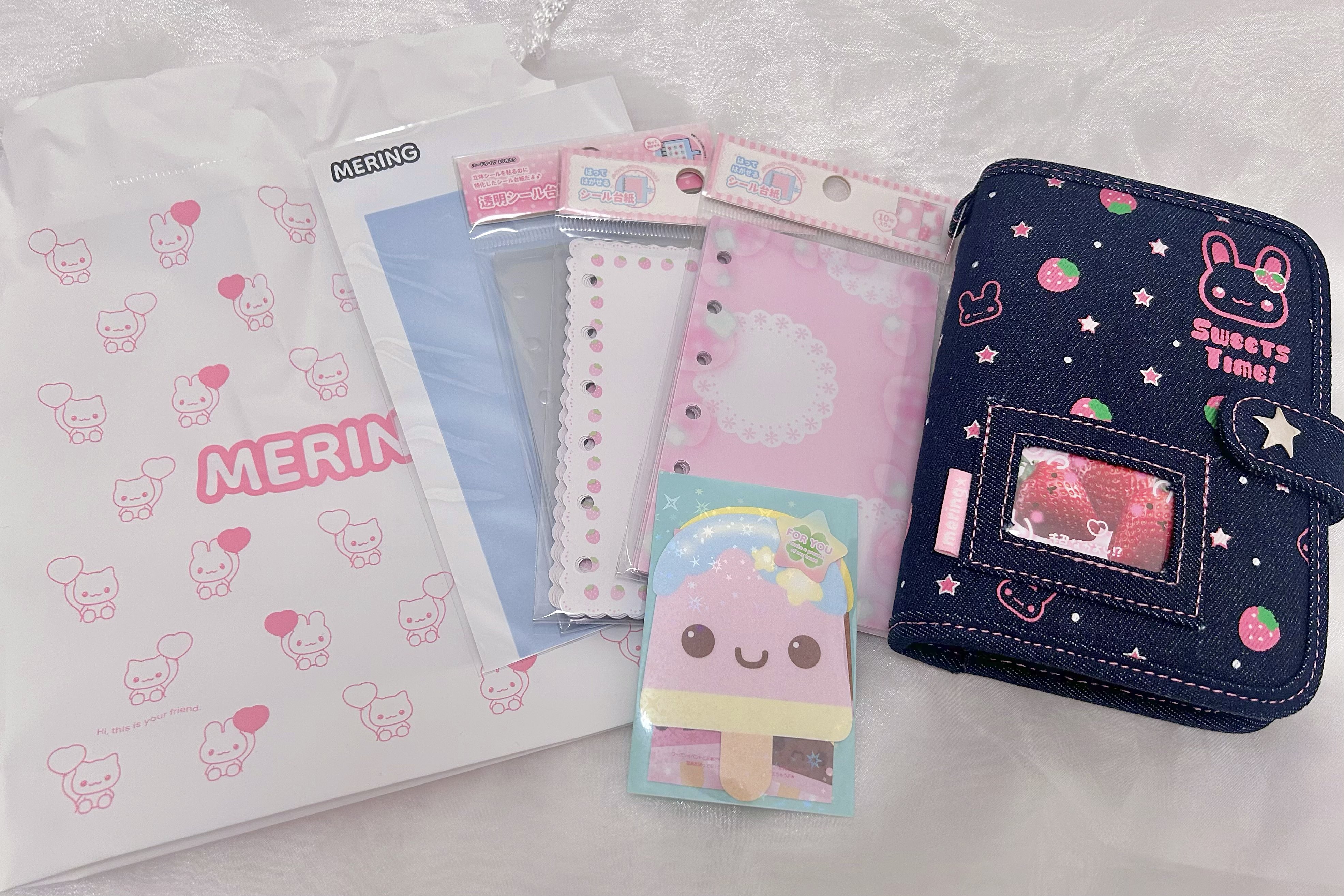 【新品】メリング デニムシール帳とシール台紙10枚入りの2点セット mering メリング 透明シール台紙2種&デニムシール帳セット MERING