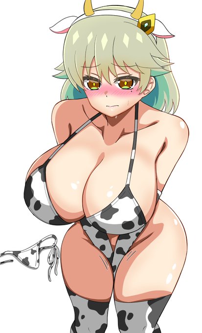 体操着じゃなくて牛柄ビキニ描いてました 