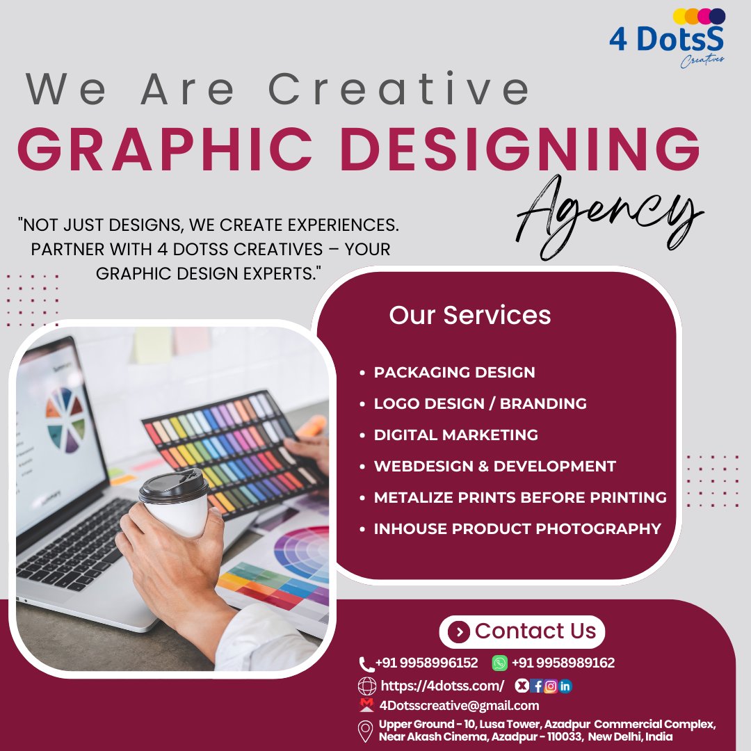 4dotssCreative's tweet image. Let 4 DOTSS CREATIVES be your go-to for all your graphic design needs - because we believe in creating more than just designs, but experiences! #graphicdesignexperts
-
#4dotsscreatives
-
#graphicdesigningagency #logo #brandcreating  #digitalmarketing #packagingdesign