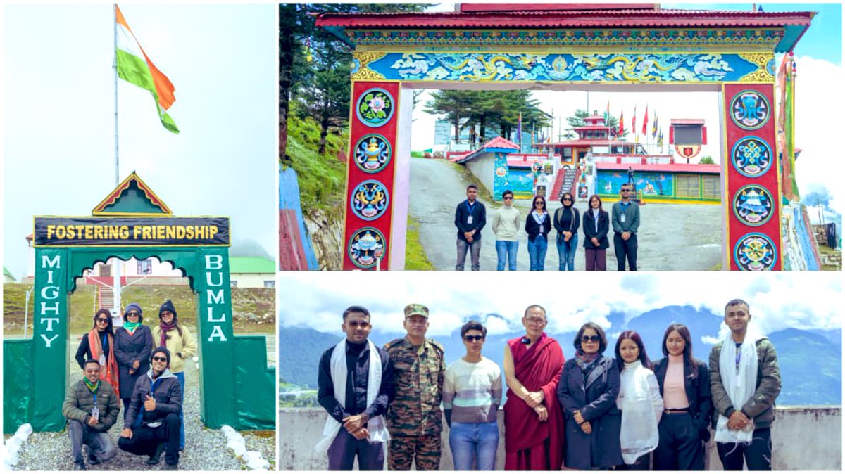 GajrajCorps_IA's tweet photo. 𝐓𝐚𝐰𝐚𝐧𝐠 𝐃𝐢𝐚𝐫𝐢𝐞𝐬 – 𝐀 𝐉𝐨𝐮𝐫𝐧𝐞𝐲 𝐨𝐟 𝐏𝐫𝐢𝐝𝐞 & 𝐇𝐞𝐫𝐢𝐭𝐚𝐠𝐞

University students under the aegis of @GajrajCorps_IA, embarked on a journey through #Tawang Monastery, Sungetsar Lake, Nuranang Falls & Bum La Pass.

Honouring valour at the War Memorials & embracing the traditions of the Monpa community, they returned with pride & inspiration for Indian Army.

विश्वविद्यालय के छात्रों ने @GajrajCorps_IA के साथ तवांग मोनास्ट्री, सुंगेत्सर झील, नुरानांग जलप्रपात और बुम ला पास की यादगार यात्रा की।

युद्ध स्मारकों पर शहीदों को श्रद्धांजलि दी और मोनपा समुदाय की परंपराओं को जानकर वे गर्व और प्रेरणा के साथ लौटे। 

#IndianArmy
#Tawang 

@adgpi 
@easterncomd 
@HQ_IDS_India 
@SpokespersonMoD 
@MyGovArunachal