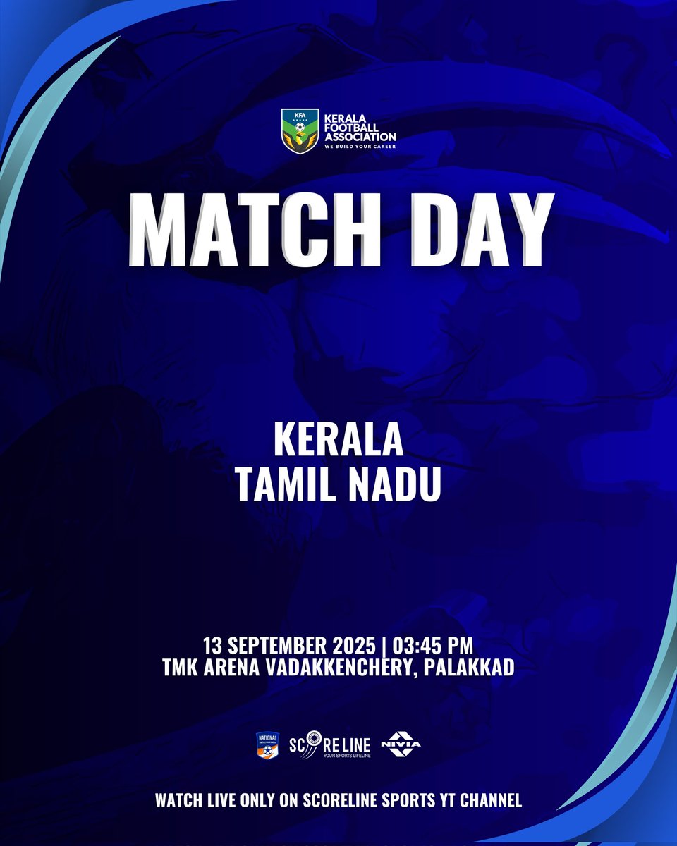 keralafa's tweet photo. It’s MATCHDAY! ⚽🔥 

Kerala Women are back in action at the Senior Women’s NFC! After a thunderous 38-goal start, our girls are ready to take on Tamil Nadu 💪 

Let’s fill the stands at TMK Arena, Palakkad and cheer for Team Kerala! 🙌✨ 

#KeralaFootball #SeniorWomensNFC https://t.co/bsS3jLXwTx