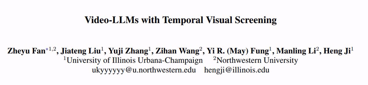 🎉 New Preprint Alert! 🎉

 How can we improve Video-LLM's video understanding inspired by human's task-aware information filtering and cognitive load purification? 🤔 --"Temporal Visual Screening for Video-LLMs"