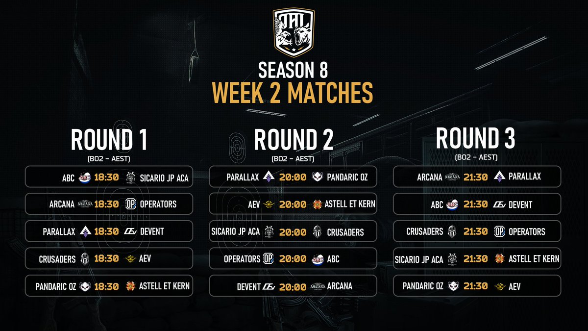 🏆OAL S8    

⬇️Week 2 - Matches
 #OAL | #TarkovArena