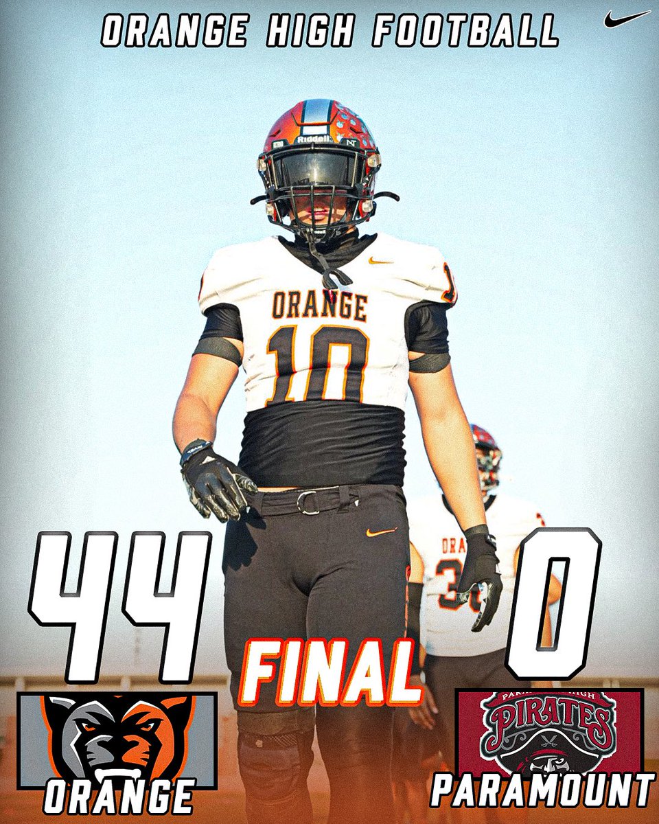OrangePFootball's tweet photo. Panthers travel to Paramount tonight and dominate 44-0 over the Pirates on their homecoming game 🍊 https://t.co/IpN4ZMaxAq
