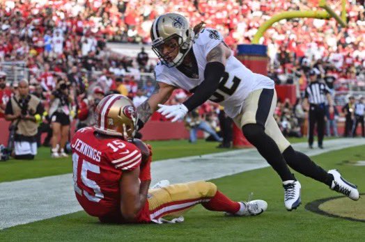 SF49ersMuse's tweet photo. The last time the #49ers faced the Saints (Week 12, 2022)

49ers won 13-0

— Jimmy Garoppolo: 26/37 for 222 yards and 1 TD
— Brandon Aiyuk: 5 catches for 65 yards
— Jauan Jennings: 6 catches for 49 yards and 1 TD
— Nick Bosa: 1 sack, 1 TFL, 2 QB hits

Lets make it two in a row 🤞 https://t.co/MIjAa0vRX7