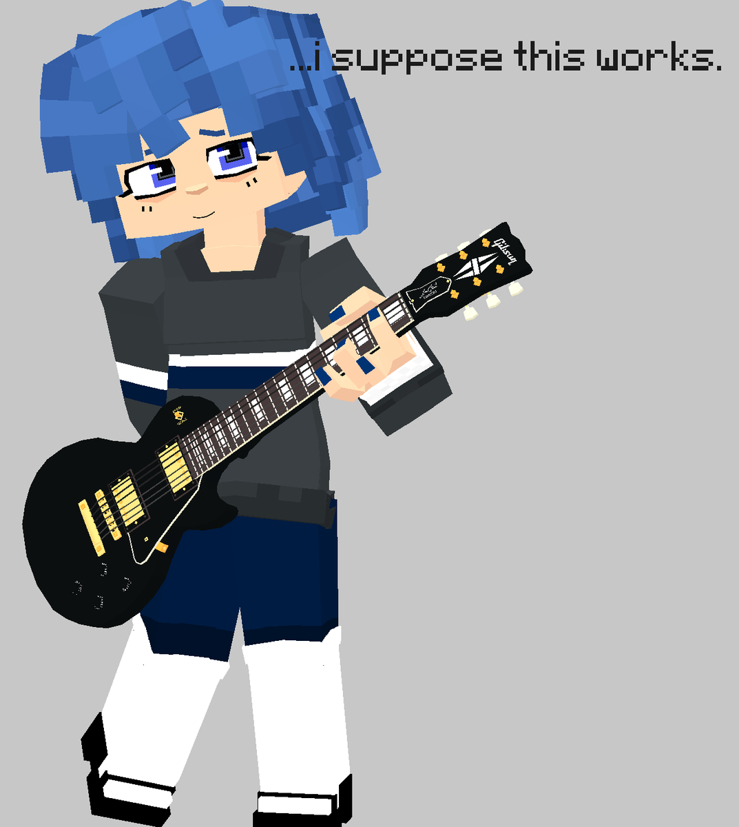 listen, it works for my other models with my newer style, but for her i had to... make the neck a little fat, but hey, it works, and she's smiling holding it for once now.

(strings arent touching the knobs because i turned their visibility off to reduce lag!)