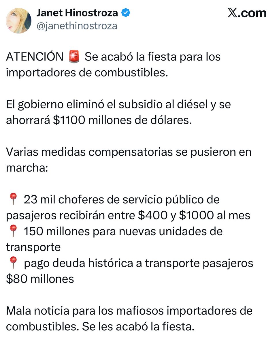 Jelizackie's tweet photo. Ministra @SarihaMoya ¿cuánto ahorraría el Estado si eliminan, por ejemplo, la pauta en los medios? 

A lo mejor representa igual o más que el “ahorro” por la eliminación al subsidio al diésel. Digo. https://t.co/JLRyYTjTU6