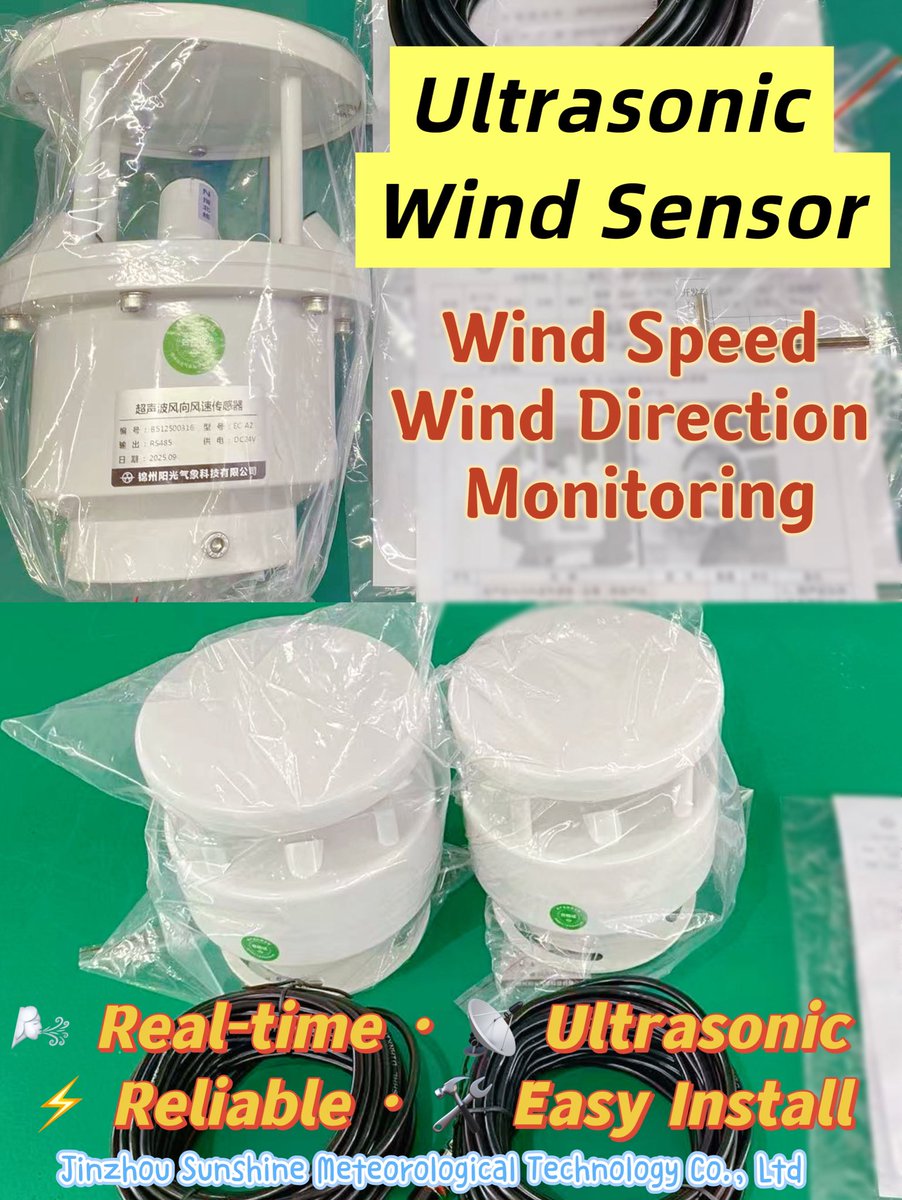 JZSunshineMET's tweet image. 🌬 Ultrasonic Wind Sensor – 3 Units Shipped! 🚚#WindSensor #UltrasonicSensor #WeatherStation #RenewableEnergy #ClimateTech #SmartFarming #CleanEnergy #EnvironmentalMonitoring #IoT #GreenTech