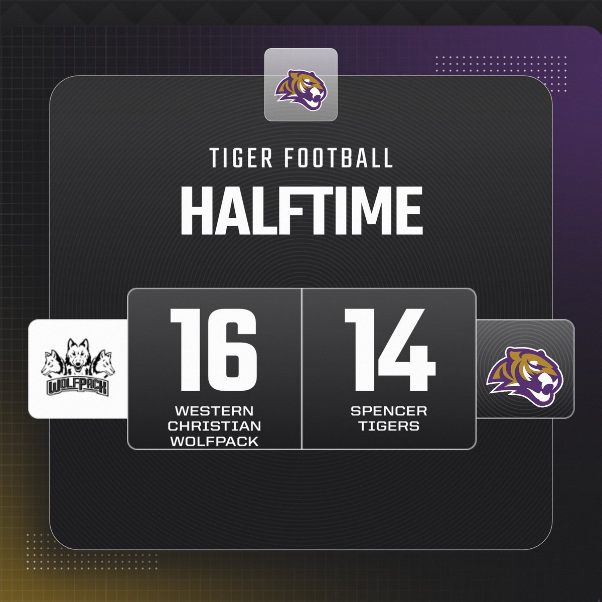 Score at Halftime from Dale Norton Field. 

Lets have a BIG 2nd Half Tigers! #TigerPride
