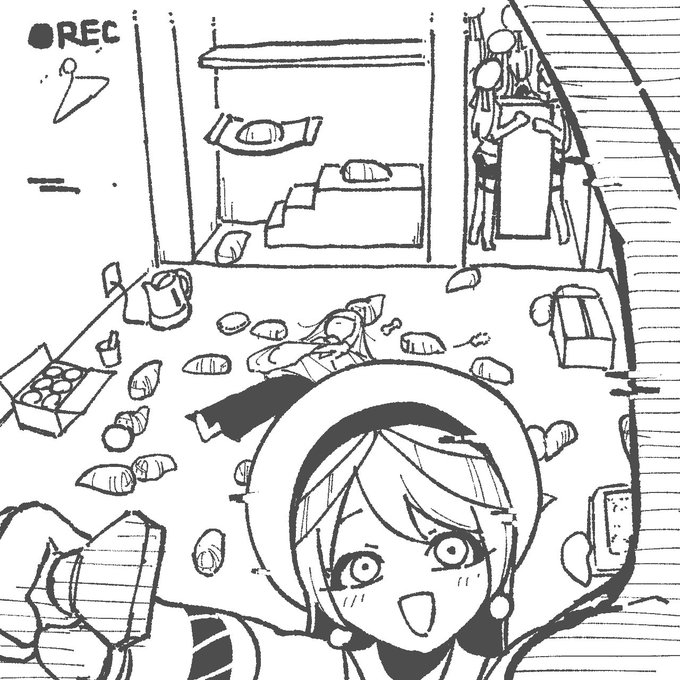 描くたびに微妙に顔立ちがブレるツツイさんだけど、この時描いた顔がいちばん人間味失ってる笑顔って感じがして好きかも 