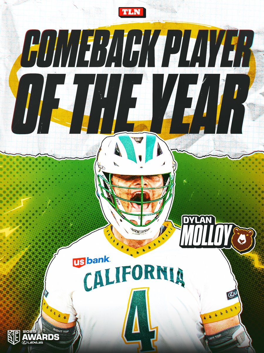 LacrosseNetwork's tweet photo. COMEBACK PLAYER OF THE YEAR 🔥🔙

Dylan Molloy joined the @PLLRedwoods this offseason and ended up leading the league with 27 scoring points. https://t.co/fxFt95A40g