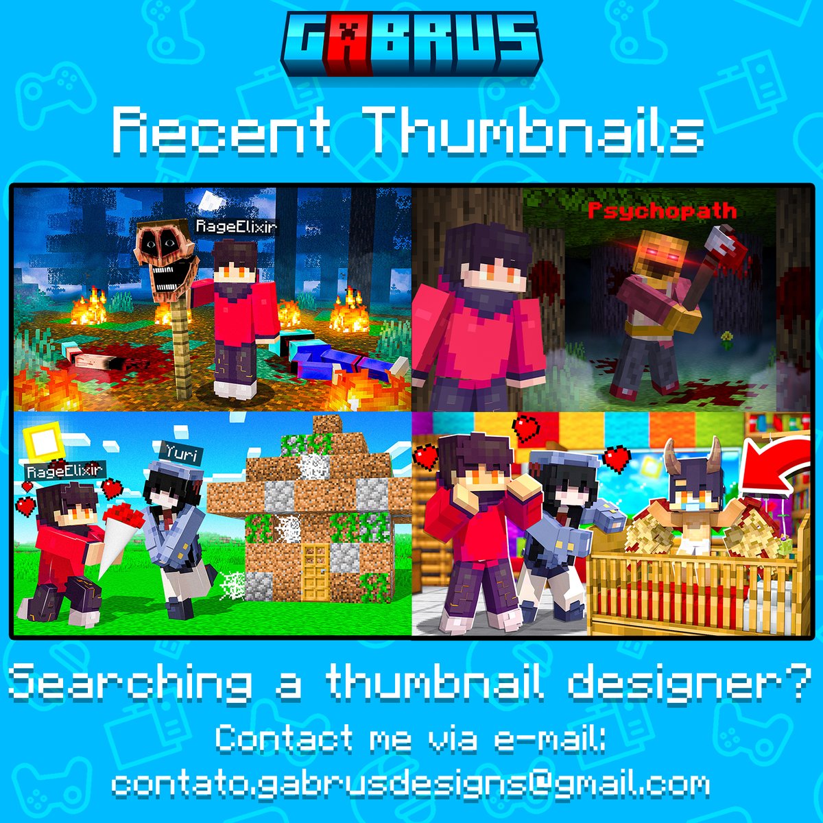 Thumbnails recently made for <a href="/RageElixir/">RageElixir</a> channel!

Share and like are appreciated ❤️