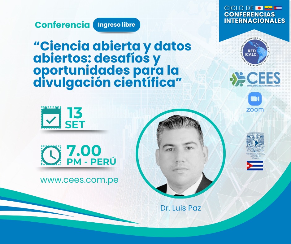 Invitación a la conferencia: "Ciencia abierta y datos abiertos: desafíos y oportunidades para la divulgación científica"
INGRESO LIBRE previa inscripción:  forms.gle/VqnGMDhoRv6mkA…
Puede revisar el programa en: cees.com.pe
