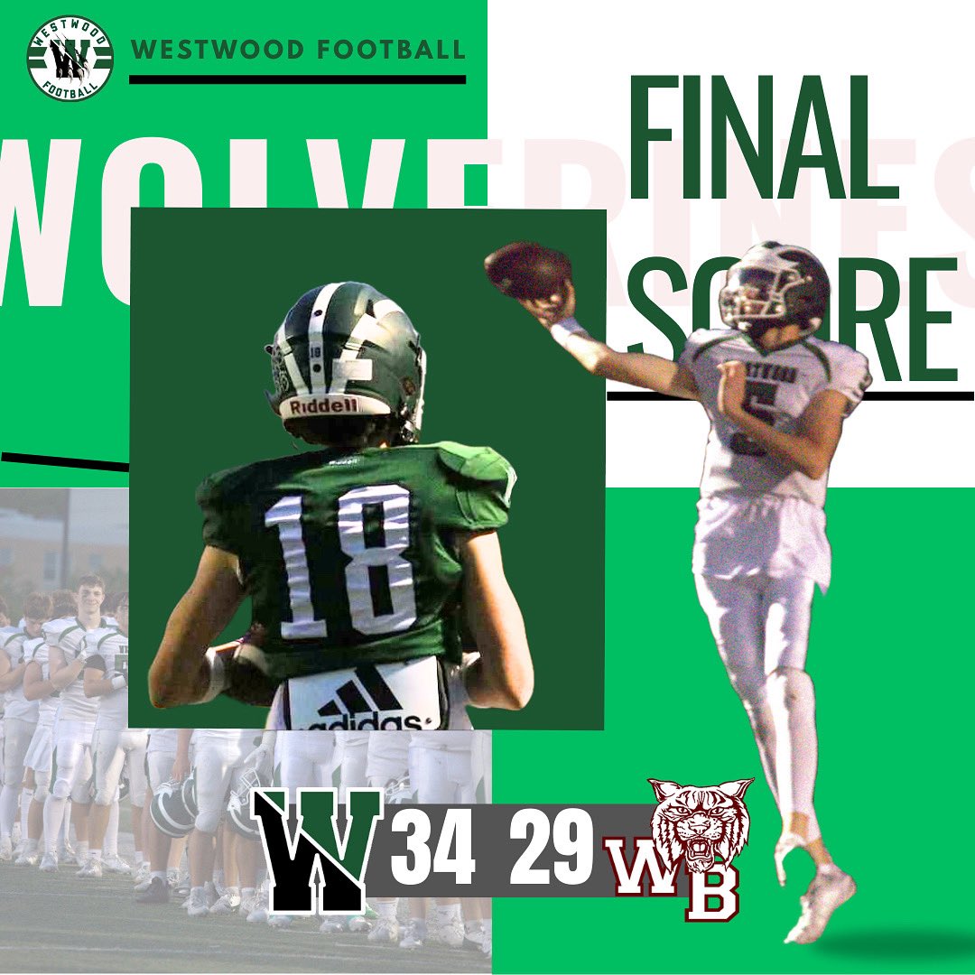 Westwood takes the win against West Bridgewater 34-29

Bellingham next.
