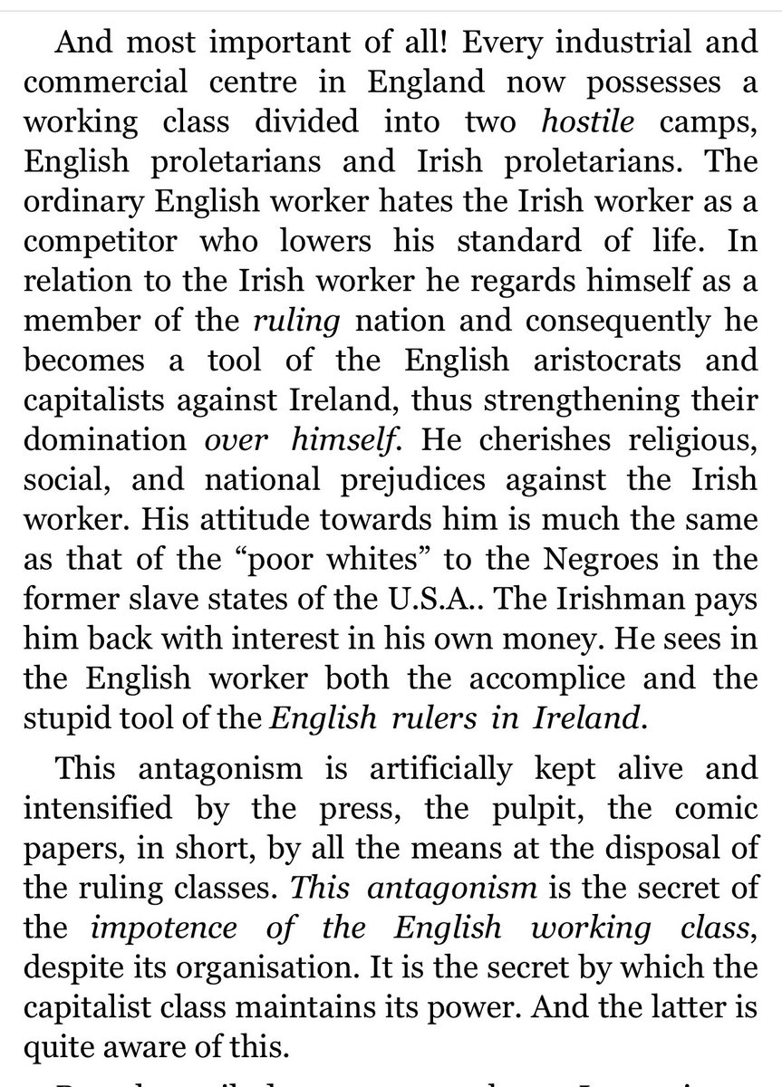 If you know anything from Marx, let it be this: social antagonism among the powerless and disfranchised, ‘artificially kept alive and intensified’ by the capitalist owned, media apparatus.