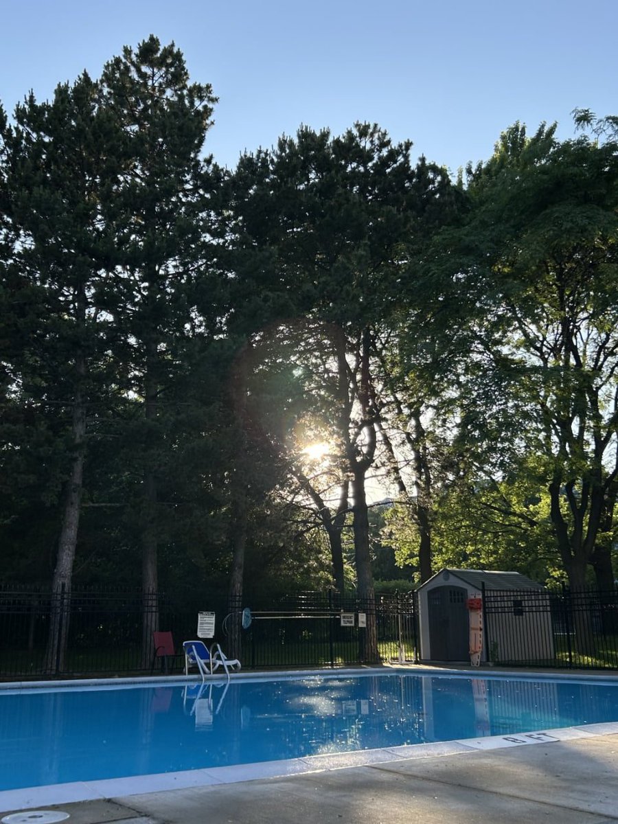 Golden hour vibes by the pool 🏊‍♀️🌞🌲 nature, peace, and perfect light! ✨📸