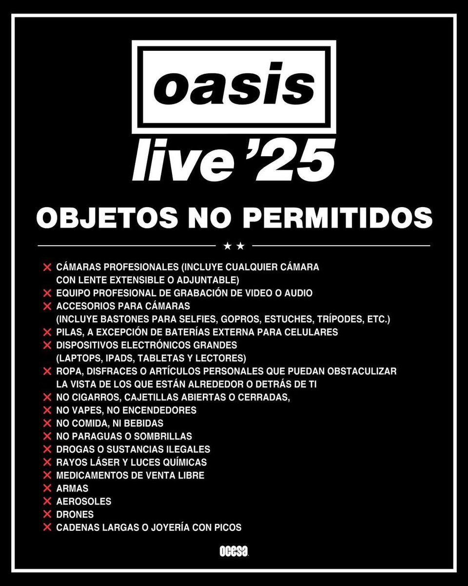 hookmxoficial's tweet photo. Estas listo para hacer historia con Oasis🖤
Todo lo que debes de saber para el concierto de hoy 😎
#EstadioGNPSeguros #Oasis #OasisLive25 #hookmx https://t.co/k8cAX61LDR