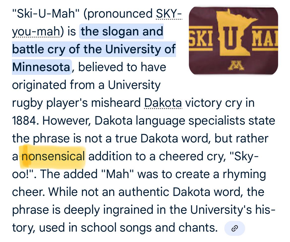 Calgorithm_DOW's tweet image. Your friendly reminder that “Ski-U-Mah” is just made up nonsense.