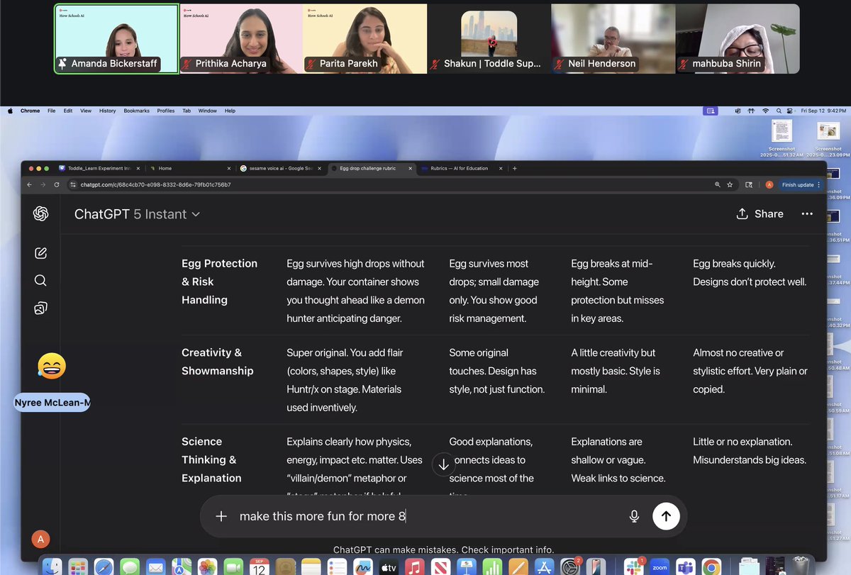 toddle_edu's tweet image. @Amanda_AlforEd just showed how you can take a plain science rubric… and remix it into a K-pop Demon Hunters edition for 8th graders. 🤯

Our takeaway: AI literacy isn’t just about accuracy - it’s about creativity, context, and making learning fun.

#kpop #scienceeducators