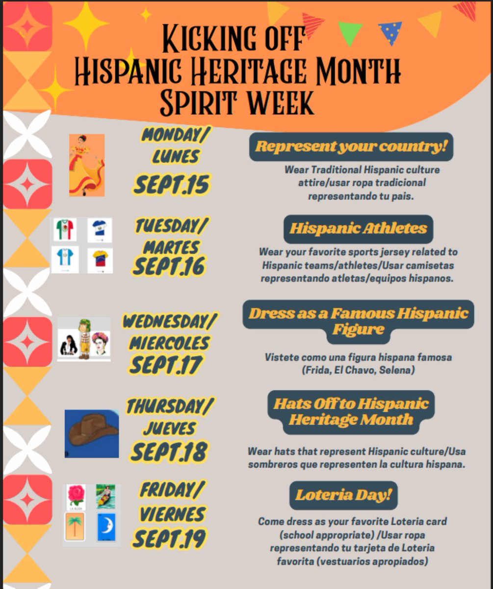 🌎 Culture is our superpower—join us in honoring Hispanic Heritage Month next week! 🇲🇽🇨🇺🇸🇻🇭🇳🇩🇴🇨🇴🇻🇪 <a href="/O_L_Mayers/">Dr. Onica L. Mayers</a> <a href="/Silva_LTW/">@SilvaLeadsTheWay</a> <a href="/alghuizar/">Mrs. Huizar</a>  #AliefISD