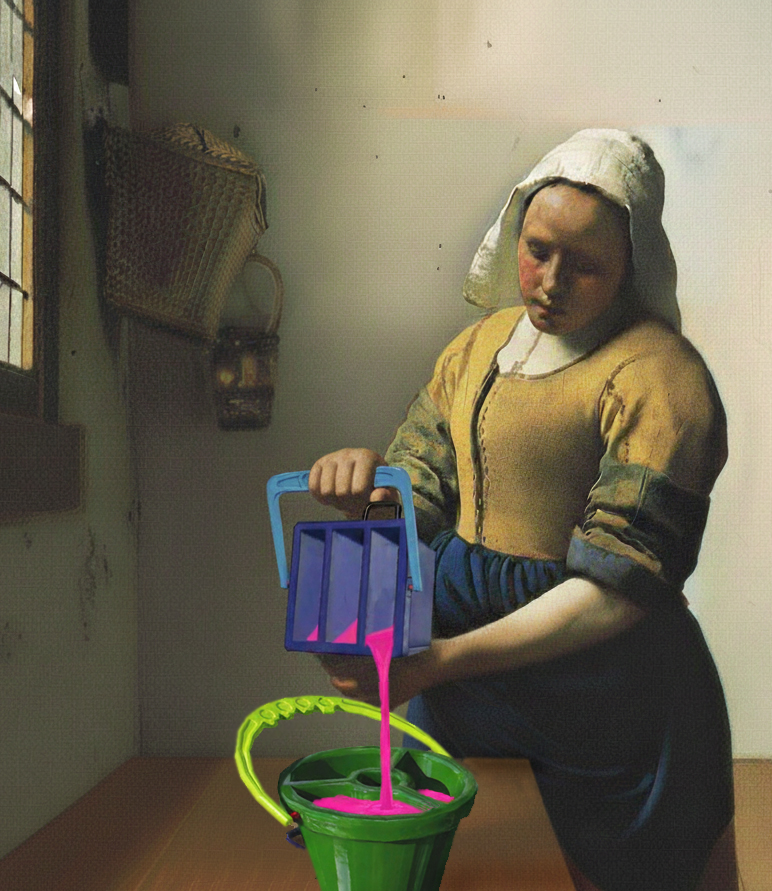 3のヒッセンで2のヒッセンにインクを注ぐ女