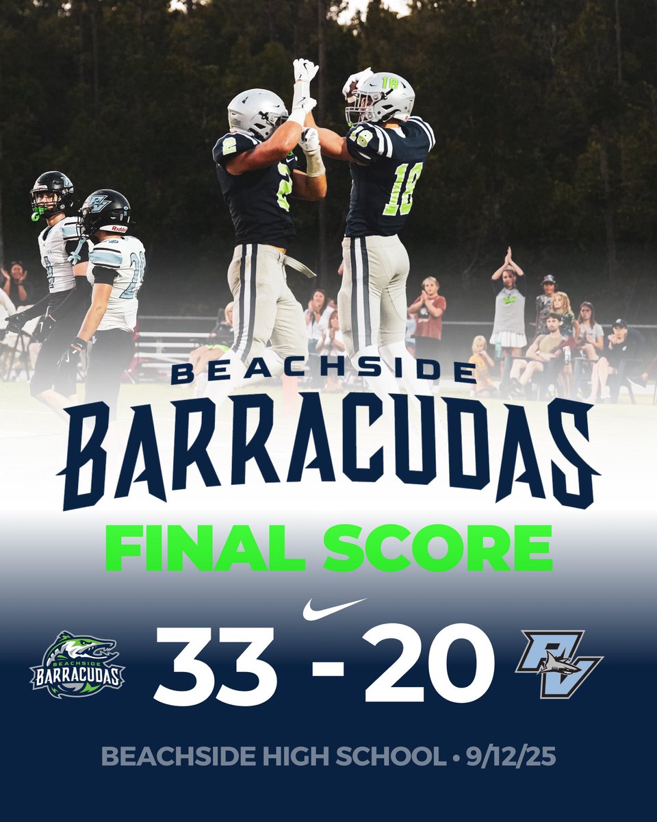 Final Score

The Barracudas take down the Sharks 33 - 20 at home. 

#LetsGetlt #BarracudaNation #BeachsideMade