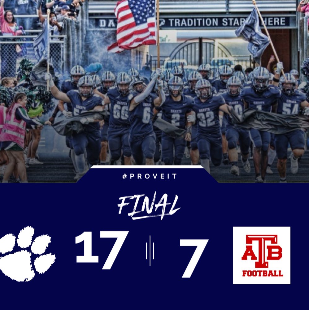 Week 3 Win✅

Dakota - 17

Anchor Bay - 7

We improve to 3-0 Overall and 1-0 in the Mac Red!

Next: Home vs Stevenson on Friday, September 19th 7:00pm!