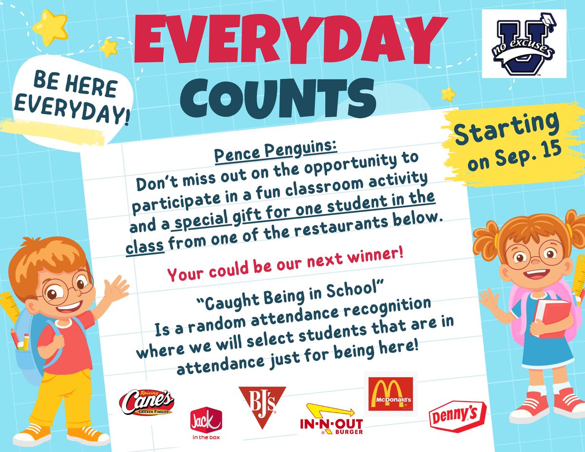 penceSBUSD's tweet image. 🐧✨ Show up, have fun, and you could win cool prizes! 🎉 Being here matters, penguins! 💙@sbusd_news #pencepenguins @Supt_SBUSD