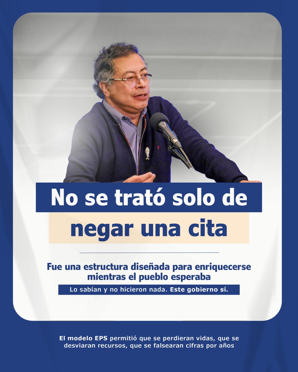 🚨 ¡El robo a la salud no tiene precedentes!

Más de 5 billones de pesos desaparecidos en la Nueva EPS, mientras el Gobierno del presidente <a href="/petrogustavo/">Gustavo Petro</a> aumentó en un 40% los recursos para el aseguramiento.

La salud del pueblo fue saqueada.📢

#SeRobaronLaSalud