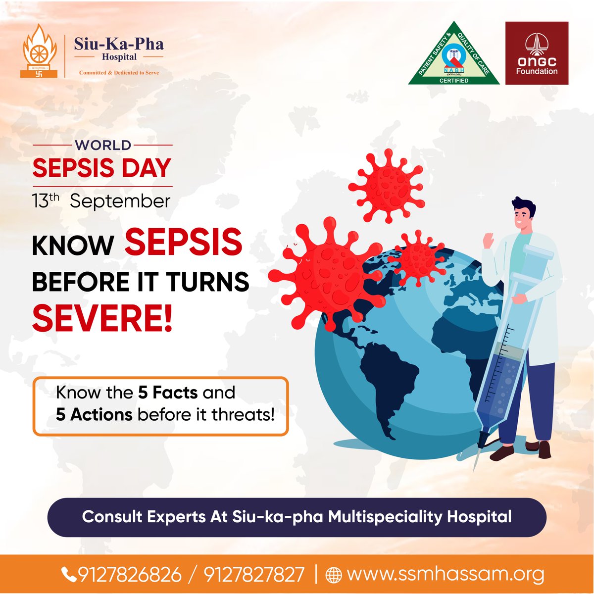 siukaphahosp's tweet photo. Just another infection ?
Not really so.

Every second counts and every second can cost a lifetime of good health.

On World Sepsis Day, this is to remind you to Know the 5 facts beforehand.

Take the 5 actions today!

Consult Us : 9127826826/9127827827 https://t.co/XnzdAxKkNb