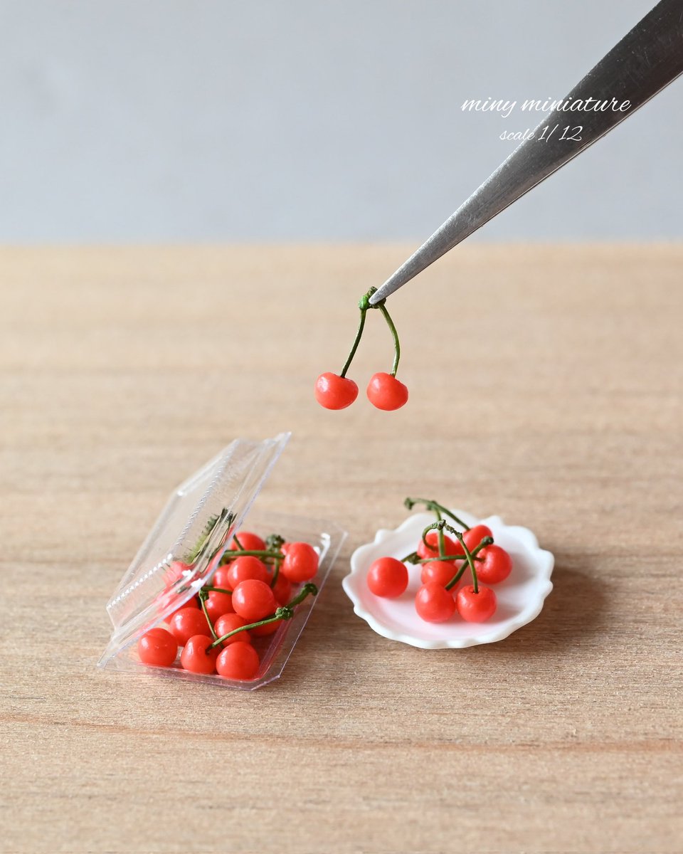 さくらんぼ🍒たくさん作ってます♪

#ミニチュアフード　#miniature