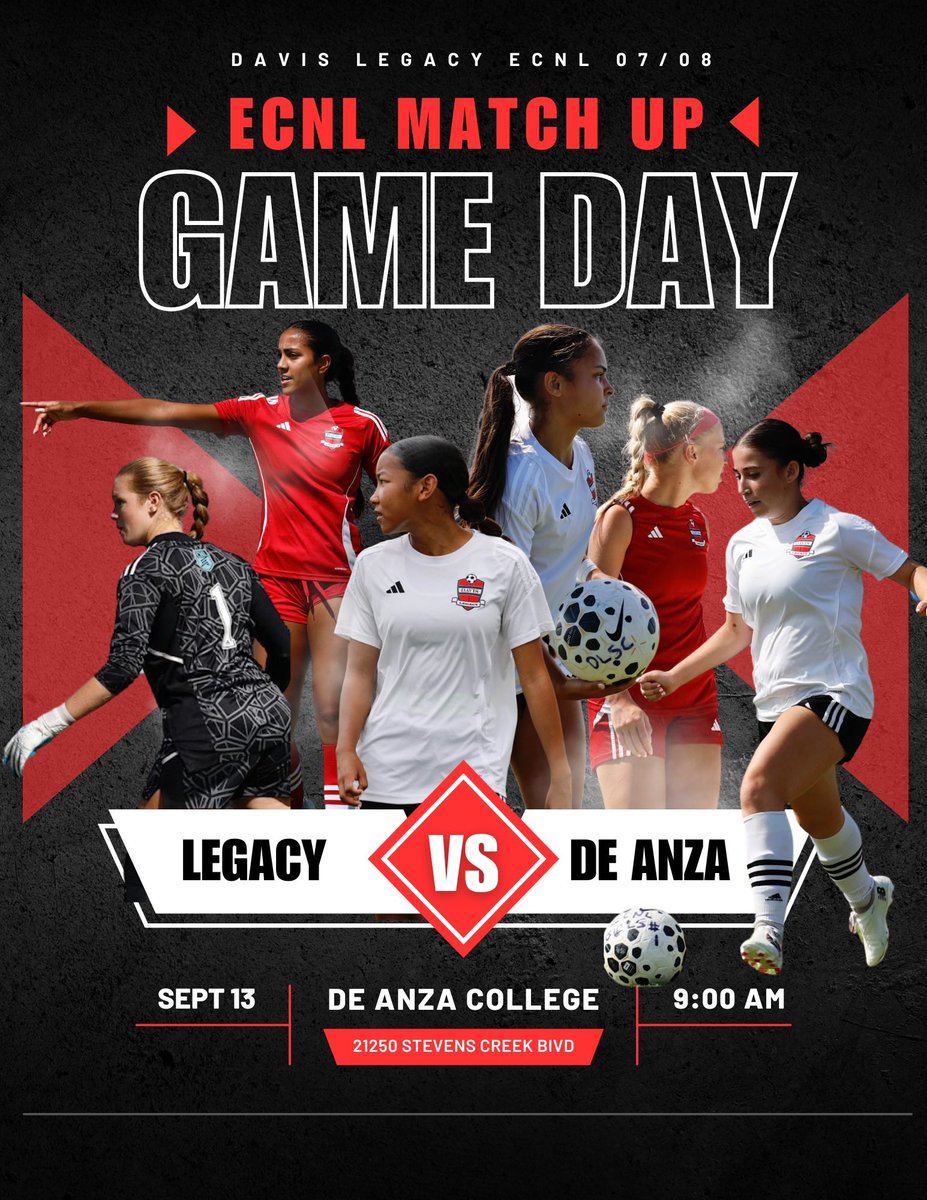 Aubrey McLin 2026 GK (@aubreymclin) on Twitter photo Looking forward to tomorrow’s ECNL NorCal Conference match up against De Anza Force.
Davis Legacy 🆚 De Anza Force
🗓️9.13.25
🕕9AM
📍De Anza College
<a href="/davislegacy/">Davis Legacy Soccer Club</a> <a href="/ECNLgirls/">ECNL Girls</a> Looking forward to tomorrow’s ECNL NorCal Conference match up against De Anza Force.
Davis Legacy 🆚 De Anza Force
🗓️9.13.25
🕕9AM
📍De Anza College
<a href="/davislegacy/">Davis Legacy Soccer Club</a> <a href="/ECNLgirls/">ECNL Girls</a>