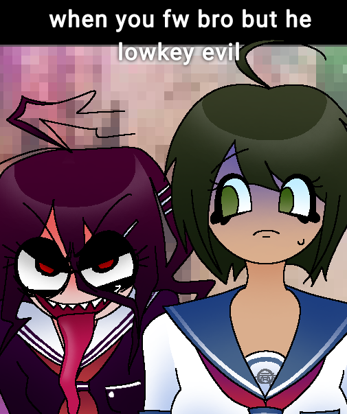 senpaibanger555's tweet photo. What the derp #danganronpa #udg #komarunaegi #genocidejack #fanart https://t.co/Ftu6XaV5Vw