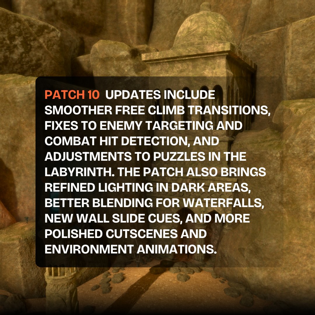 DevNullProd's tweet image. Patch 10 is live! This week’s update sees smoother free climb transitions, fixes to enemy targeting and combat hit detection, and adjustments to puzzles in the Labyrinth. 

Visual improvements include refined lighting in dark areas and more polished cutscenes and environment…