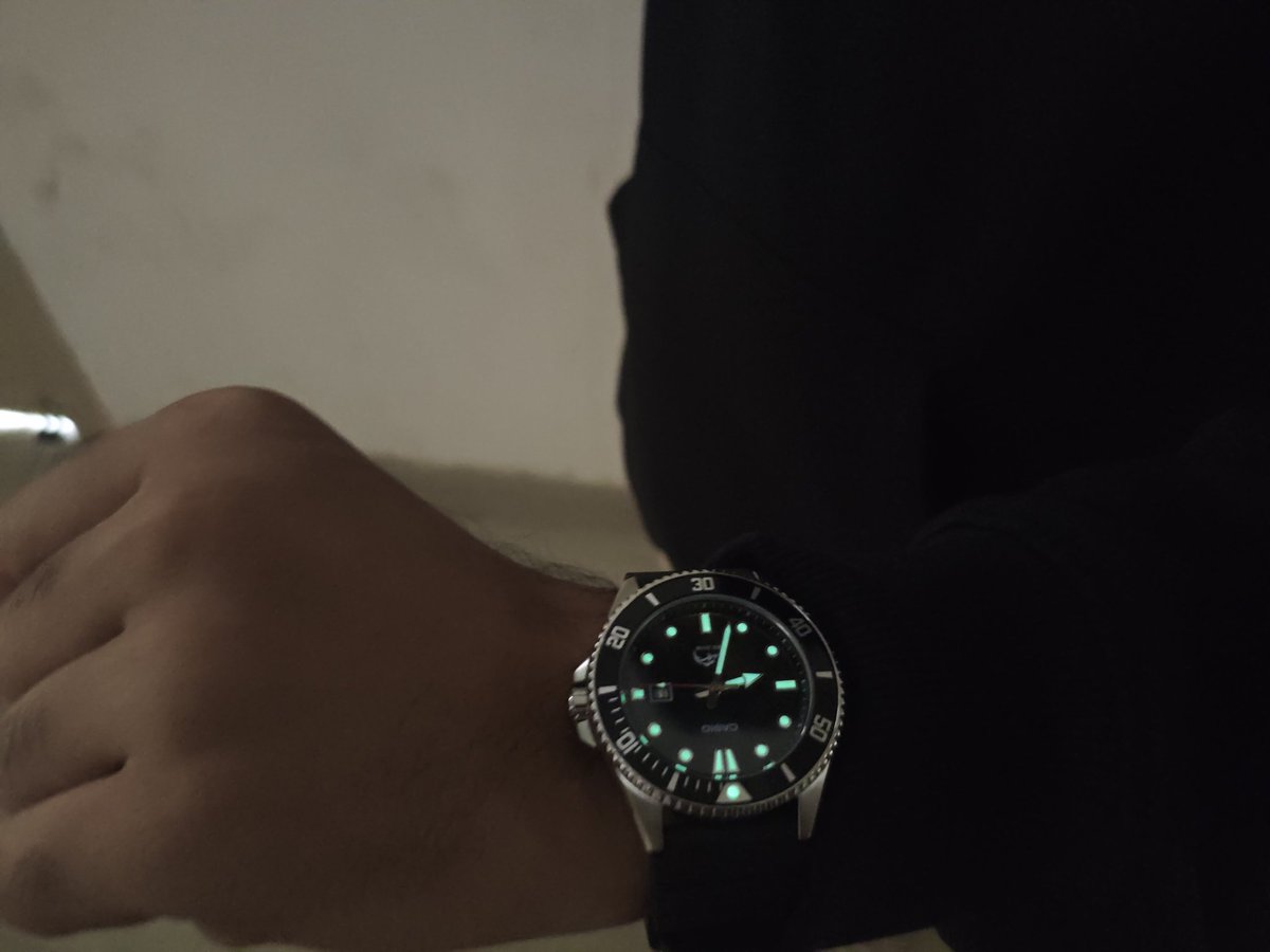 studiousdoctor's tweet photo. My first watch. 😁 
The Casio Duro (MDV 106-1A)
With a Marlin logo. https://t.co/ST98VghJN5
