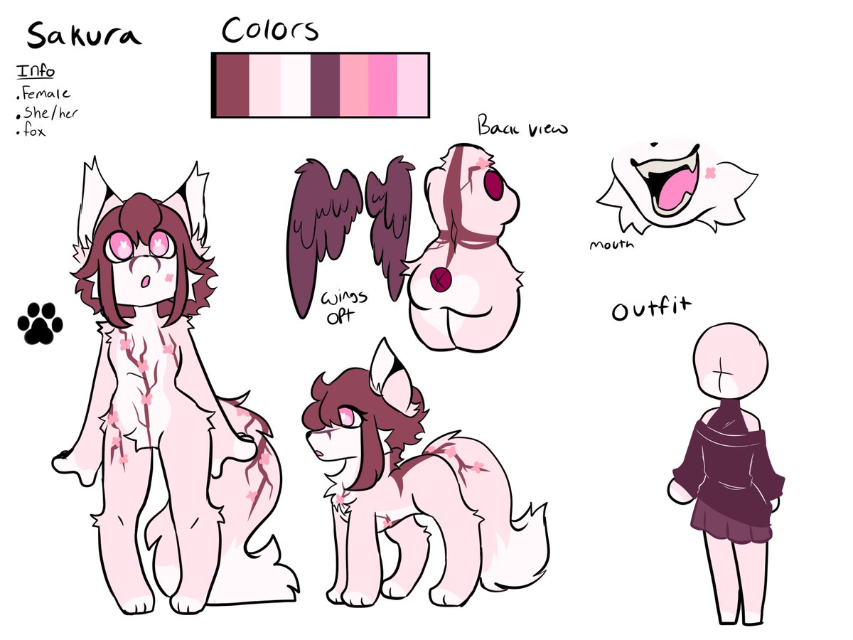 xXSixtailXx's tweet photo. Meet Sakura Nizzomu 🦊🌸🩷
She's a winged fox who is my #comfortsona.
#comfortoc #fursona #sona #furry #furryfandom #furrycommunity #furrycore #furryart #furryartwork #furrycharacter #furryoc #furryreferencesheet #furryrefsheet #referencesheet #refsheet #fox #notmyart https://t.co/FjPaN9qbFp