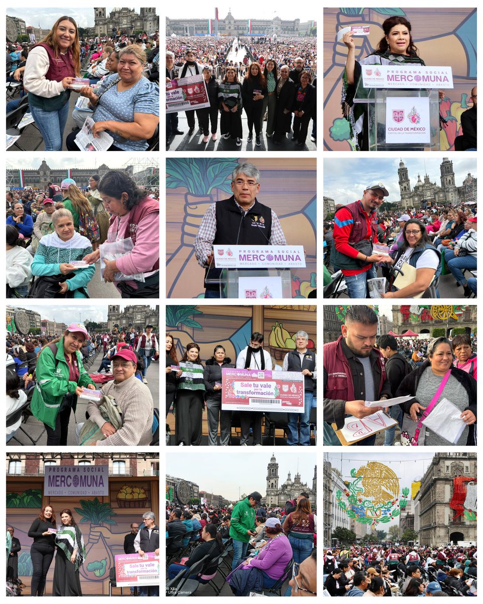 👥 Hoy acompañamos a nuestra Jefa de Gobierno, <a href="/ClaraBrugadaM/">Clara Brugada Molina</a>, en el Zócalo capitalino durante un par entrega de vales Mercomuna a nuevos beneficiarios en el zócalo, refrendando nuestro compromiso de acercar los programas sociales a la ciudadanía.