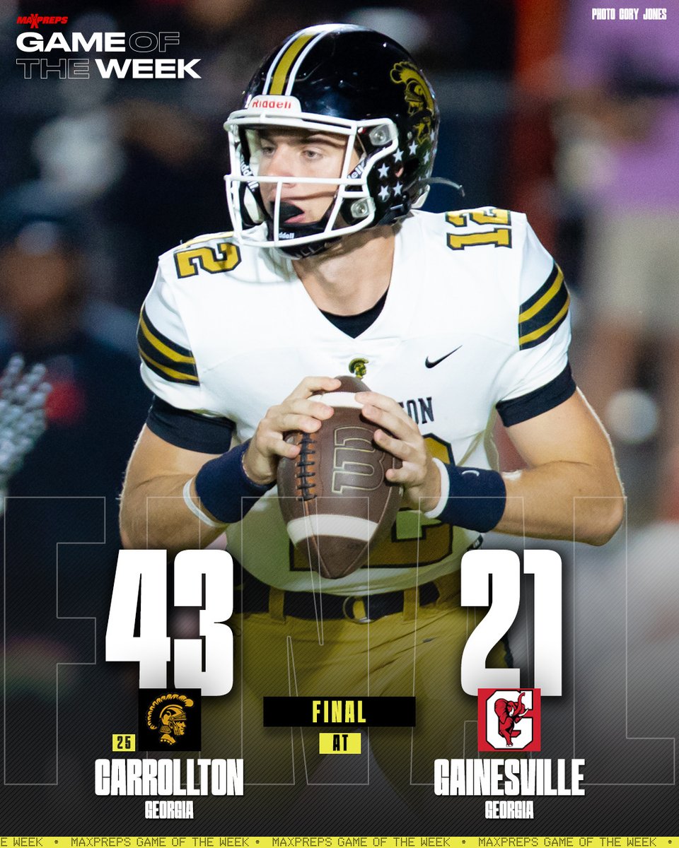 Final: No. 25 Carrollton closes it out with a 43–21 win over Gainesville 🔥🏈

Full story ⬇️
maxpreps.com/news/Pcp1YZkbz…