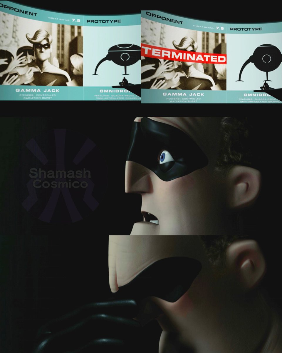 La expresión de Mr Increíble al ver que Gamma Jack había caído.

Película- Los Increíbles.