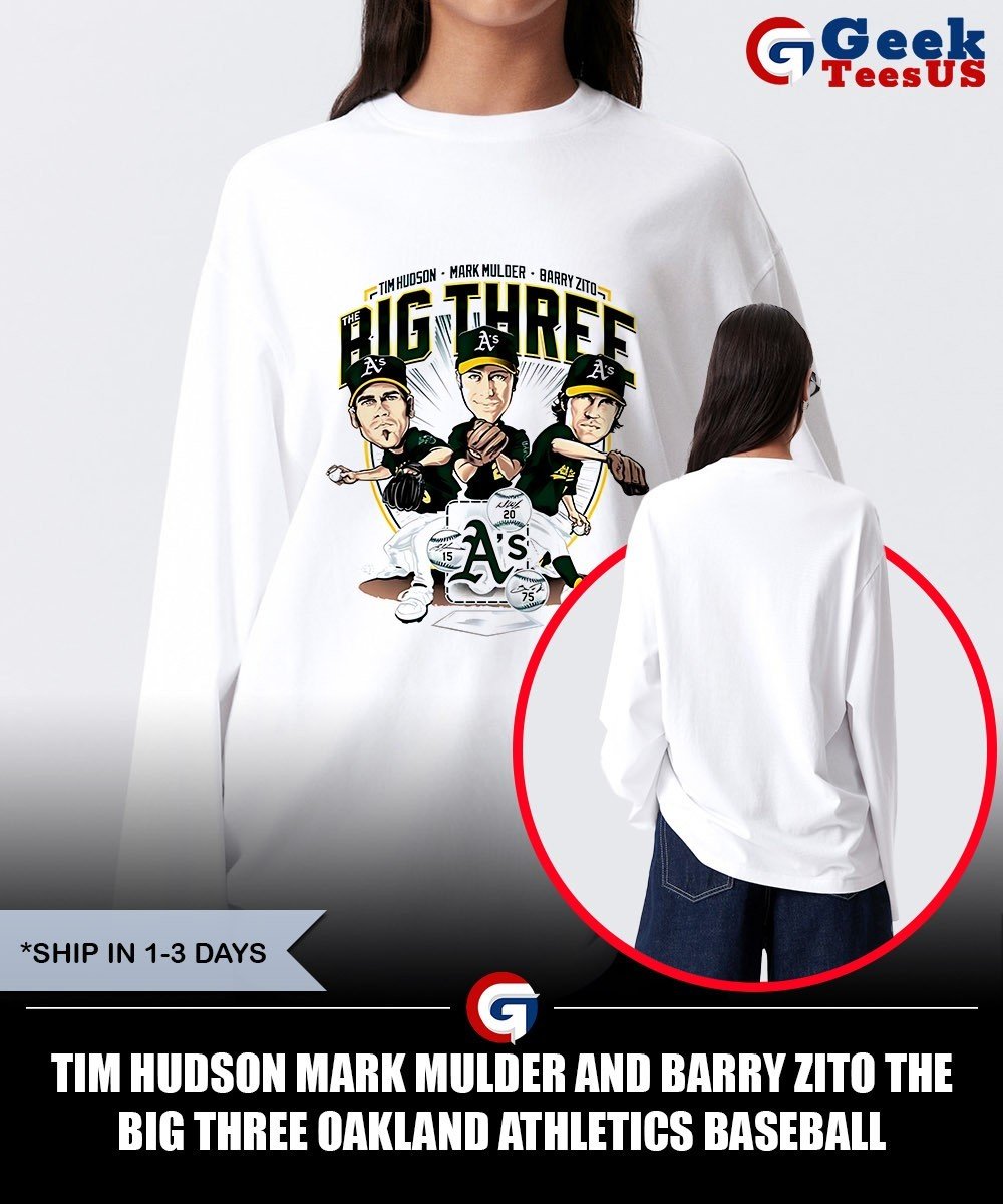 Geekteesus's tweet image. Tim Hudson Mark Mulder and Barry Zito the Big Three Oakland Athletics Baseball caricature shirt
👉 geekteesus.com/product/tim-hu…
#OaklandAthletics #TheBigThree #BaseballCaricature #MLBClassic #Geekteesus