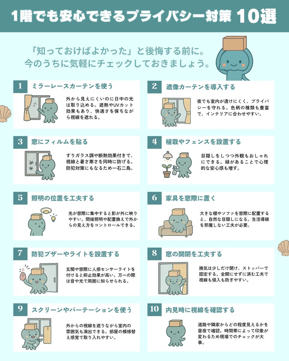 hikkoshi_moe's tweet photo. 【保存版】1階でも安心できるプライバシー対策「10選」

ミラーレース・遮像カーテン・窓フィルム・照明などの工夫で“見られにくい部屋”に。ちょっとした工夫が大事。

図解は保存→質問はリプで📩⬇️ https://t.co/I7r9IMrVy2