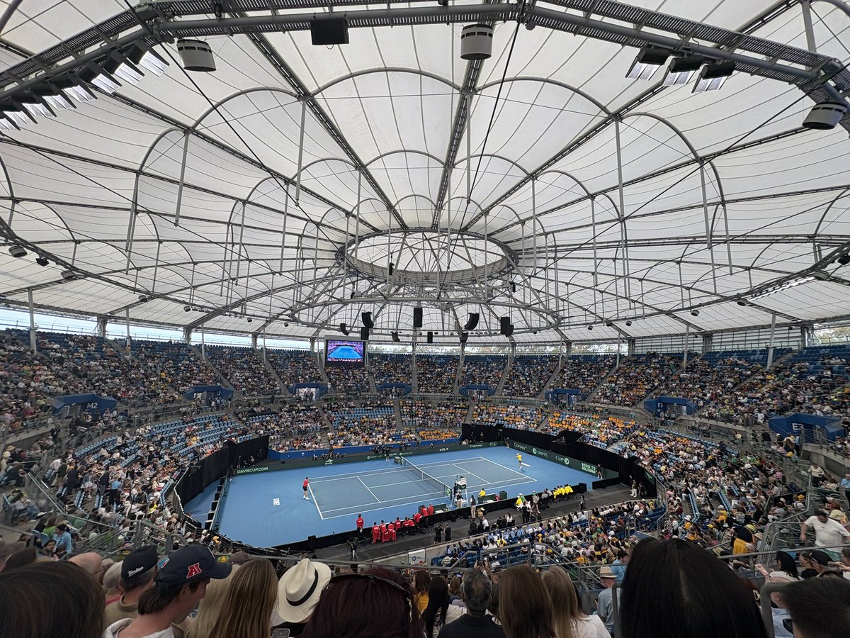 NOT a pub roof. 
Tennis roof. 

#DavisCup #TennisAustralia #AustraliaBelgium 💚💛