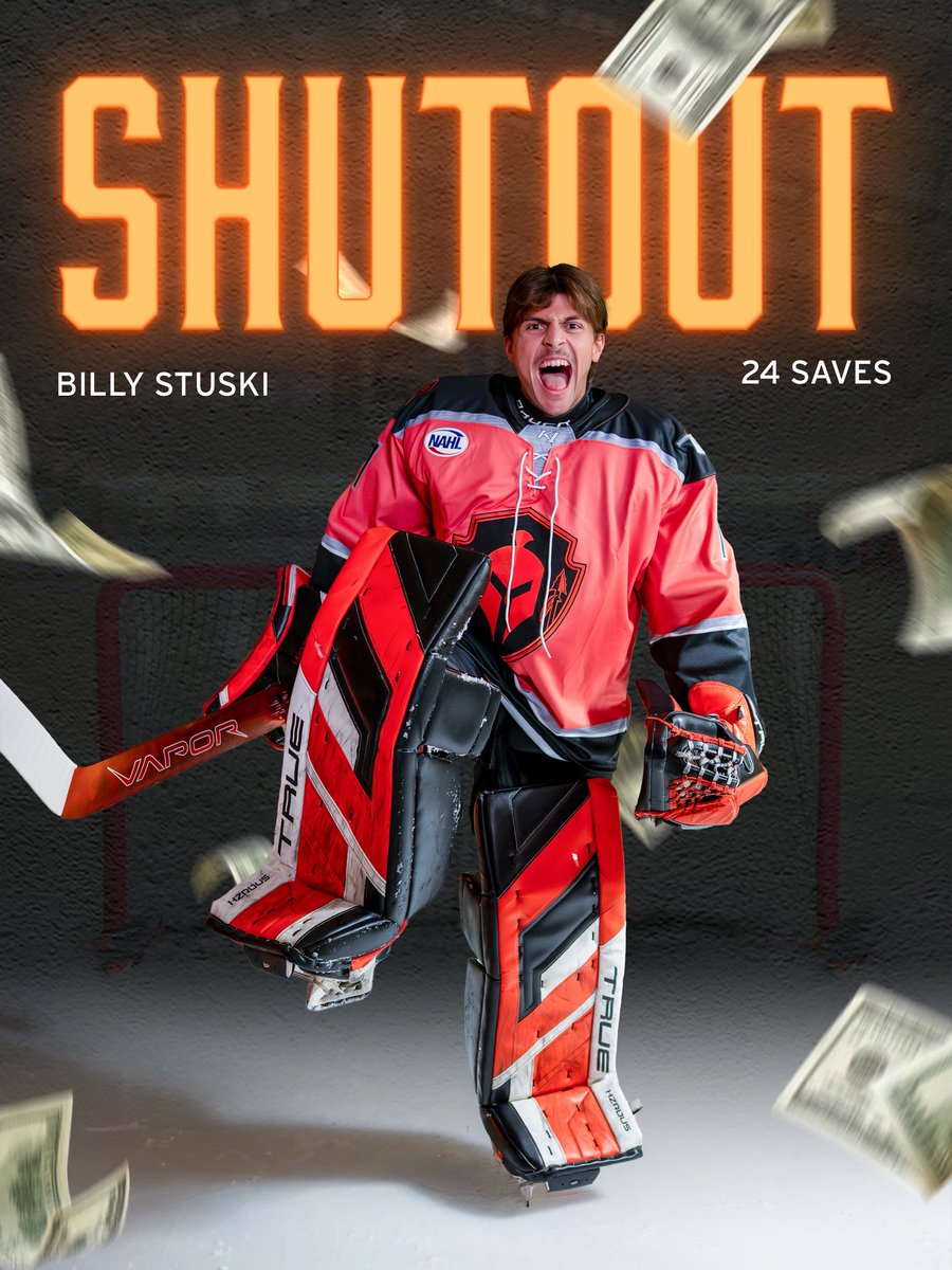 OKWarriors_NAHL's tweet photo. 𝐃𝐎𝐋𝐋𝐀 𝐃𝐎𝐋𝐋𝐀 𝐁𝐈𝐋𝐋𝐘

Congratulations to Billy Stuski for getting his first shutout of the season. In tonight’s game against the Shreveport Mudbugs, he recorded 24 saves. https://t.co/bQXNfeITIc