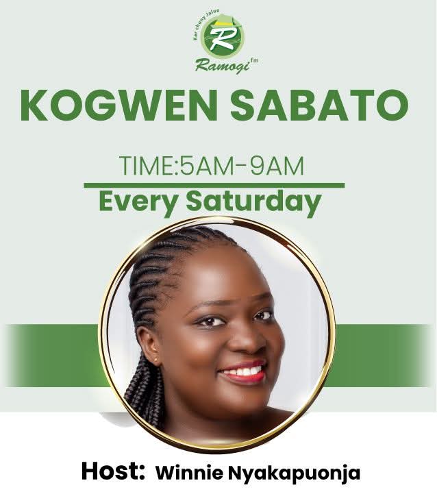 Happy Sabbath 🙏
Chenro mar Kogwen Sabato dhi nyime,ioro ote mari ne ng'awa?
Winnie Oduor <a href="/Nyakapuonjah/">Winnie Nyakapuonja</a> rwaki ni machiegni