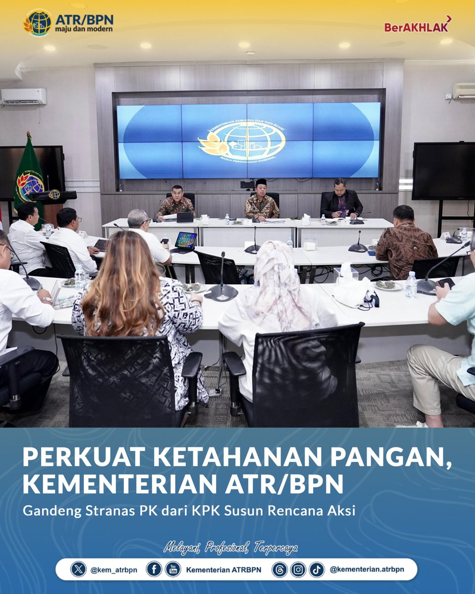 kem_atrbpn's tweet photo. PERKUAT KETAHANAN PANGAN, KEMENTERIAN ATR/BPN Gandeng Stranas PK dari KPK Susun Rencana Aksi

Berita selengkapnya, kunjungi:
https://t.co/P2iJrBSra3

#KementerianATRBPN
#MelayaniProfesionalTerpercaya
#MajuDanModern
#MenujuPelayananKelasDunia https://t.co/faMfIw4NaG