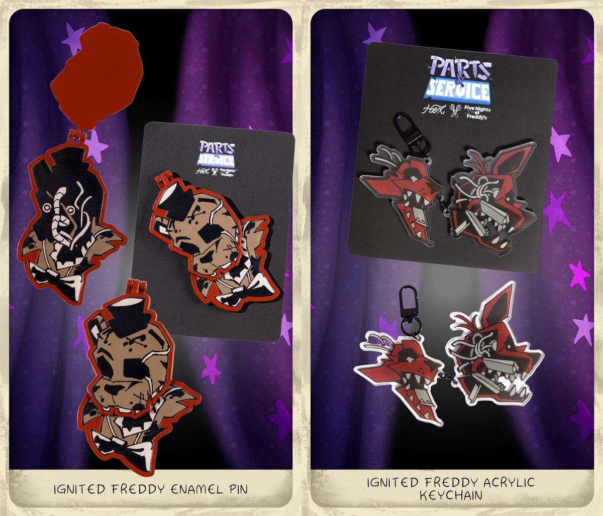Hex's THE JOY OF CREATION wave is available now!

The launch includes an Ignited Freddy plush, apparel, an acrylic keychain, and an enamel pin 🐻

(Via: hexbrand)
#fnaf #fivenightsatfreddys