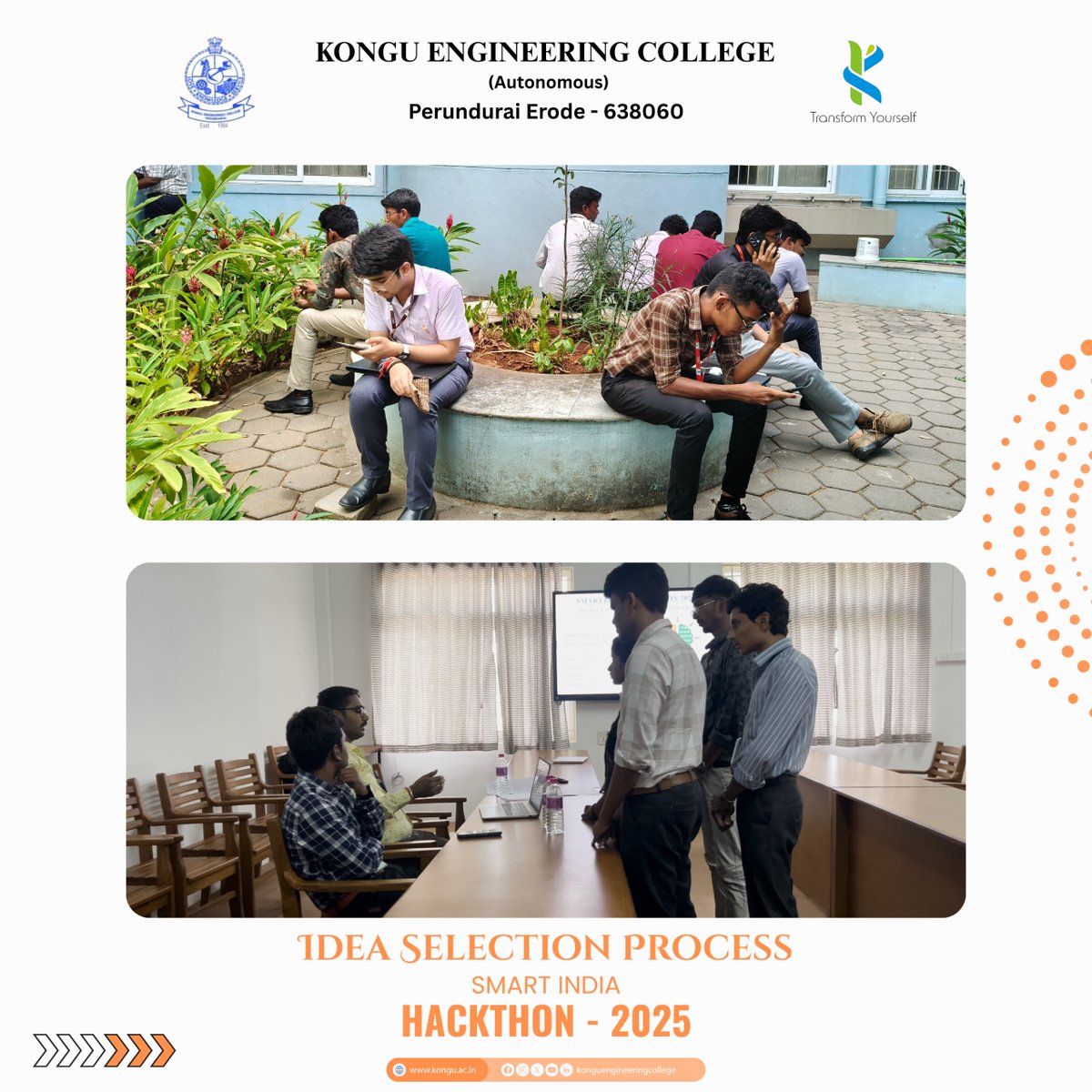 KonguOfficial's tweet photo. Idea Selection Process for Smart India Hackathon 2025
Day - 2
#hackathon2025 #smartindiahackathon #kec #hackathonchallenge #hackathon
#konguengineeringcollege #konguengineeringcollegeperundurai
#konguengineeringcollegetamilnadu https://t.co/7df1XVhkbC