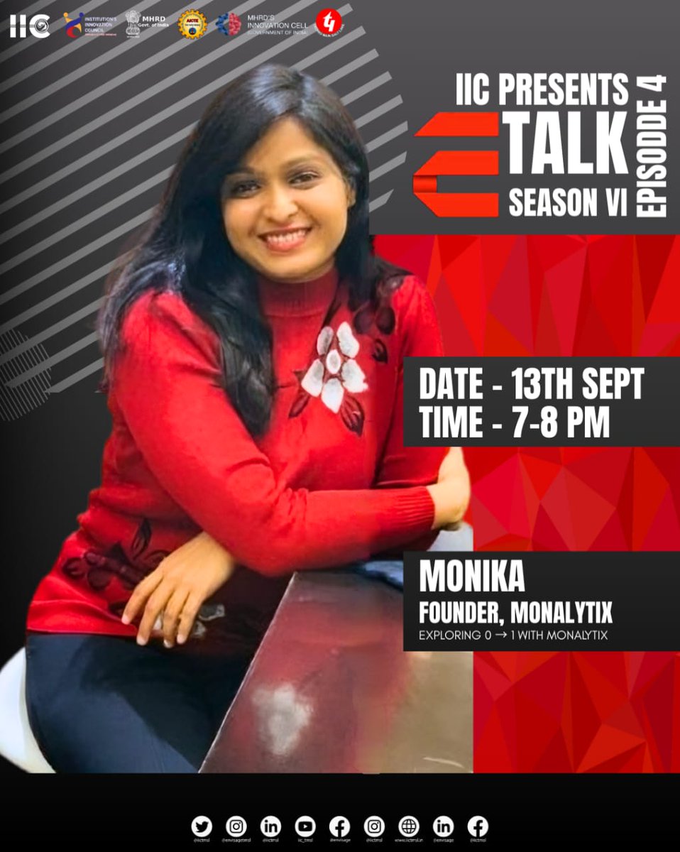 iictmsl's tweet photo. Not every journey follows the rulebook. Some redefine it.✨
🎙 E-Talk Season 6 | Ep 4
Feat. Monika Agarwal — System Thinker, Engineer & Founder-in-Progress.
🗓 13 Sept | ⏰ 7 PM
🔗https://t.co/7oydcsyVRr
Come curious, leave with clarity. #IIC #ETalk https://t.co/l544YaQaeq